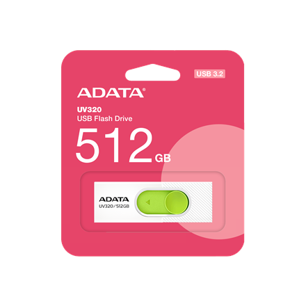 ADATA | USB Flash Drive | UV320 | 512 GB | USB 3.2 Gen1 | Baltas/Žalias