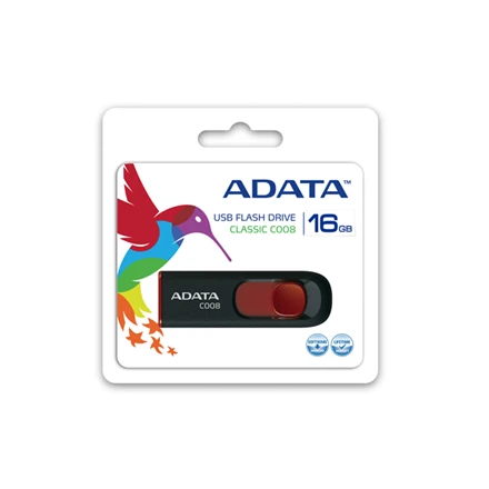Ištraukiamas atmintukas Adata C008 16GB Juodas/Raudonas