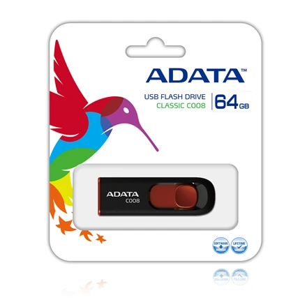 ADATA | C008 | 64 GB | USB Type-A | Juodas/Raudona