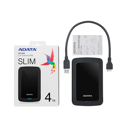 Kietasis išorinis diskas Adata HV300 4TB, 2.5" USB 3.1, Juodas AHV300-4TU31-CBK 