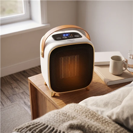 Adler AD 7762 Keraminis šildytuvas su ventiliatoriumi 1000 W, elektrinis šildytuvas su LED, 2 šildymo lygiai 700/1000 W, laikmatis iki 12 h, termostatas 15–45 °C, šalto oro pūtimas
