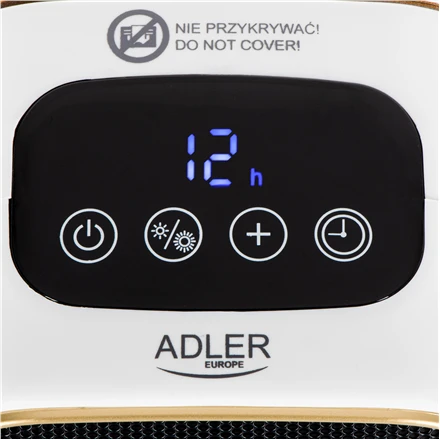 Adler AD 7762 Keraminis šildytuvas su ventiliatoriumi 1000 W, elektrinis šildytuvas su LED, 2 šildymo lygiai 700/1000 W, laikmatis iki 12 h, termostatas 15–45 °C, šalto oro pūtimas