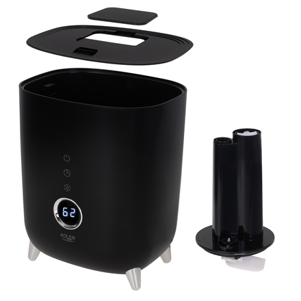 Adler | AD 7972 | Drėkintuvas | 23 W | Vanduo bako talpa 4 L | Tinka kambariams iki 35 m² | Ultragarsinis | Drėkinimo pajėgumas 150-300 ml/val | Juodas