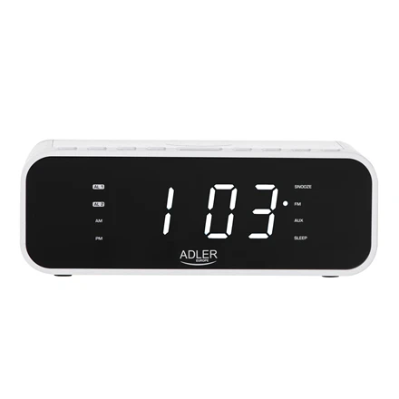 Adler | Žadintuvas su belaidžiu įkrovikliu | AD 1192W | Signalizacijos funkcija | AUX in | Baltas
