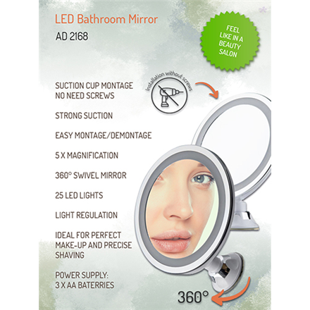 Adler | Vonios veidrodis | AD 2168 | 20 cm | LED veidrodis | Baltas