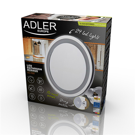 Adler | Vonios veidrodis | AD 2168 | 20 cm | LED veidrodis | Baltas