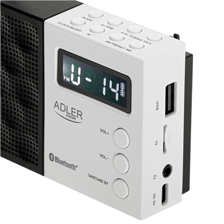 Adler | Digital Radio - PLL AM/FM | AD 1908 | Alarm function | Baltas/Juodas