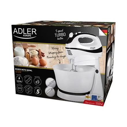 Virtuvinis kombainas Adler | Mixer | AD 4206 | Mixer with bowl | 300 W | Greičių skaičius 5 | Turbo mode | Baltas