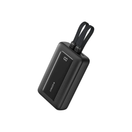 „Anker Zolo“ išorinė baterija (45 W, įmontuoti du USB-C laidai) | 20000 mAh | Juodas