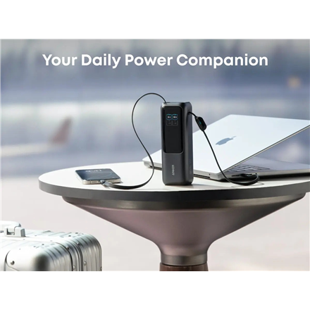 „Anker Zolo“ nešiojama įkroviklis | A1695H11 | 25000 mAh | Integruotas USB-C ir ištraukiamas laidas | Pilkas