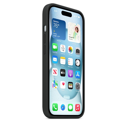 Apple iPhone 15 Silikoninis dėklas with MagSafe - Juodas