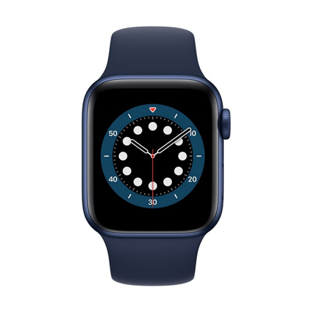 Išmanusis laikrodis Apple Watch Series 6, GPS, 40mm Mėlyno (Mėlyna) korpuso su mėlynu (Deep Navy) sportiniu dirželiu - Regular LT