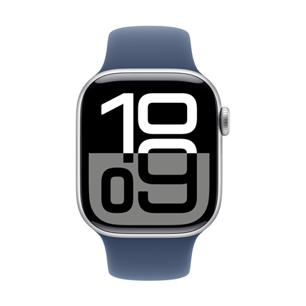 Išmanusis laikrodis Apple Watch Series 10 GPS + Cellular 42mm Sidabrinis aliuminio dėklas su Denim Sport Band - S/M