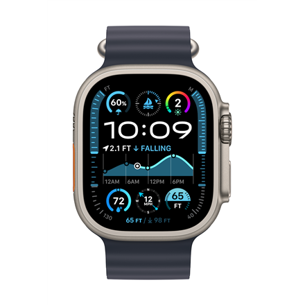 Apple Watch Ultra 2 GPS + Cellular 49mm Natural Titanium Case with Navy Ocean Band MX4D3EL/A