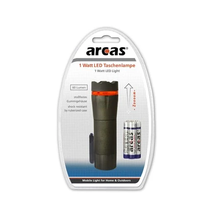 Arcas LED žibintuvėlis su baterijomis