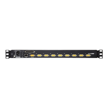 Aten | 1 vietinė / nuotolinė bendrinimo prieiga 8 prievadų PS/2 USB VGA vieno bėgio LCD KVM per IP jungiklis