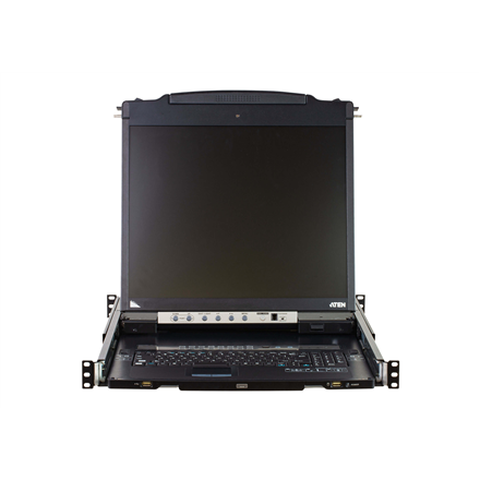 Aten | 16 prievadų PS/2-USB VGA dviejų bėgelių 19 colių LCD KVM komutatorius su grandinės jungtimi ir USB periferinių įrenginių palaikymu | CL5816N