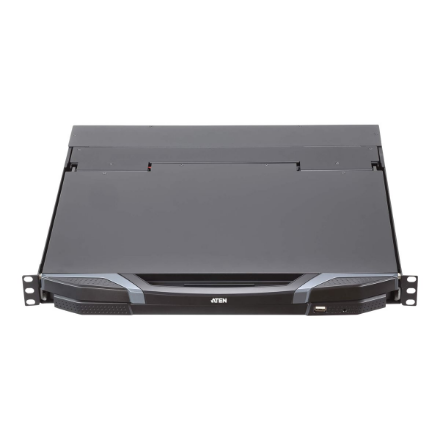 Aten | 1U Ultra Short Gylis Dual Rail plačiaekranis LCD pultas (USB/HDMI/DVI/VGA)