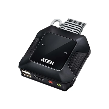 Aten | 2 prievadų USB 4K HDMI kabelis KVM jungiklis su nuotolinio prievado parinkikliu | CS22H-AT