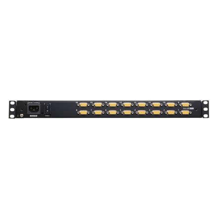 Aten | 16 prievadų trumpas „Gylis“ PS/2-USB VGA vienos bėgelio plačiaekranis LCD KVM komutatorius 18,5" 1366x768 | CL3116NX