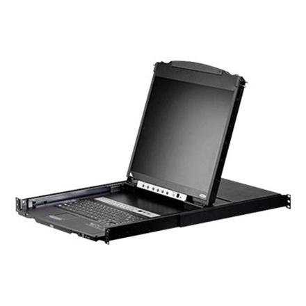 Aten | 16 prievadų PS/2-USB VGA dviejų bėgelių 19 colių LCD KVM komutatorius su grandinės jungtimi ir USB periferinių įrenginių palaikymu | CL5816N