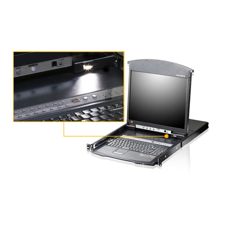 ATEN KL1508AIN-AXA-AG ALTUSEN KVM 8 prievadų didelio tankio dviejų bėgių LCD19 + klaviatūra + dėklas, 191U