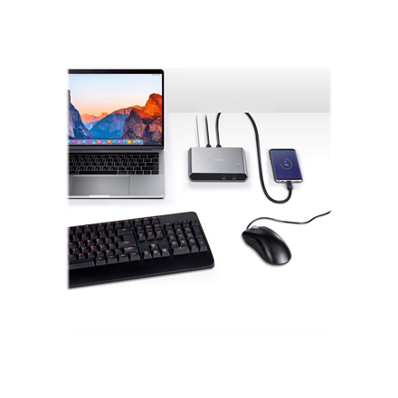 Aten | US3310-AT 2 prievadų USB-C doko jungiklis su maitinimo perdavimu