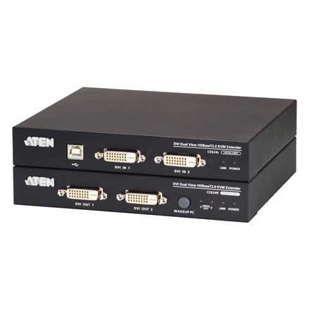 Aten | USB DVI dvigubo vaizdo HDBaseT 2.0 KVM ilgintuvas | CE624 | 1920 x 1200 100 m atstumu
