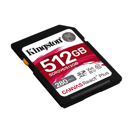 Atminties kortelė Kingston SDXC II V60 React Plus | SDR2V6/512GB | 512 GB | SDXC | Flash atminties klasė Class 10, UHS-II, U3, V60