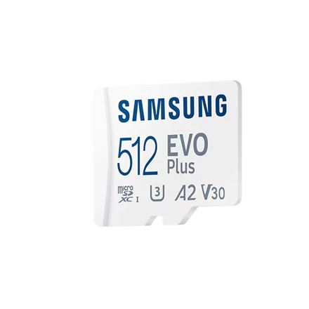 Atminties kortelė Samsung Micro SD Card EVO PLUS 512 GB Micro SDXC Flash atminties klasė 10 SD adapter/Baltos spalvos