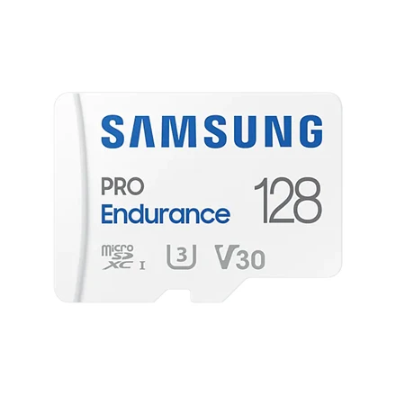 Atminties kortelė Samsung PRO Endurance microSD 128 GB, Baltos spalvos aprašymas - Prekės nuotrauka