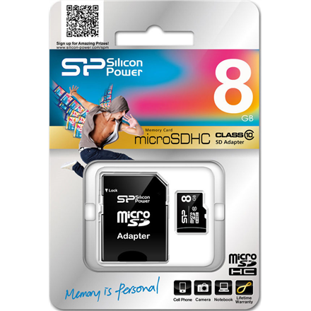 Atminties kortelė Silicon Power | 8 GB | Micro SDHC | Flash atminties klasė 10 | SD adapter