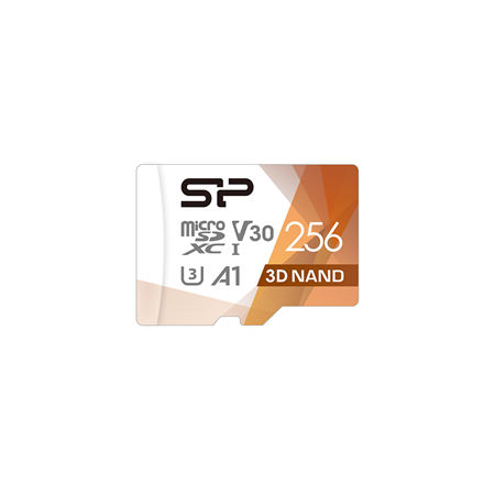 Silicon Power Superior Pro 256 GB, micro SDXC, Flash atminties klasė 10, su adapteriu, C10,UHS-I U3, A1, V30