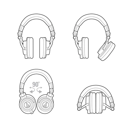 Audio-Technica ATH-M50X profesionalios monitorinės ausinės, Baltos spalvos