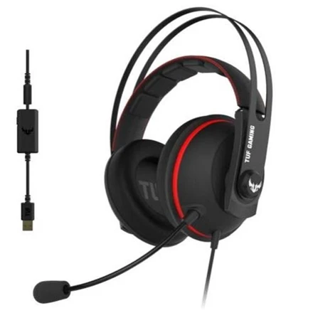Žaidimų ausinės Asus TUF Gaming H7 Core, tinka PC, Mac, PS4, Nintendo Switch, mobiliems įrenginiams, Xbox One, Raudonos