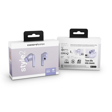 Ausinės Energy Sistem | True Belaidės Earphones | Style 2 | Belaidės | į ausis įkišamos | Mikrofonas | Noise canceling | Belaidės | Violet
