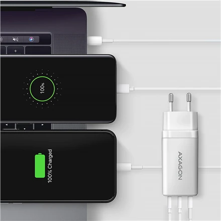 AXAGON GaN sieninis įkroviklis 3x prievadas (USB-A + 2x USB-C), PD3.0/PPS/QC4+/SFC2.0/AFC/SCP/FCP/Apple, 65W | ACU-DPQ65W