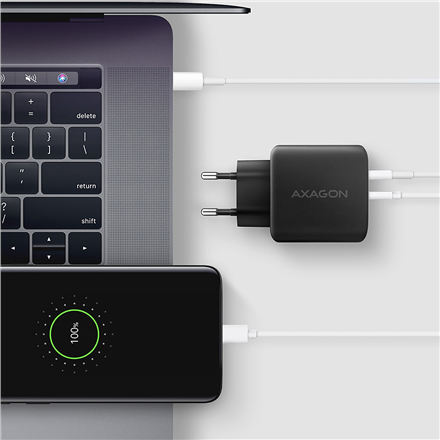 AXAGON GaN sieninis įkroviklis 2x prievadas (USB-A + USB-C), PD3.0/PPS/QC4+/SFC2.0/AFC/SCP/FCP/Apple, 45W | ACU-PQ45