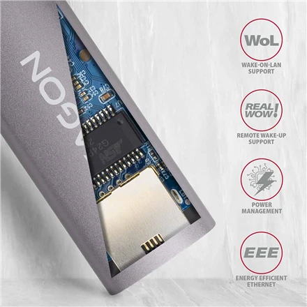 AXAGON ADE-TR Kompaktiškas aliuminio USB 3.2 Gen 1 Gigabit Ethernet 10/100/1000Mbit adapteris su automatiniu diegimu