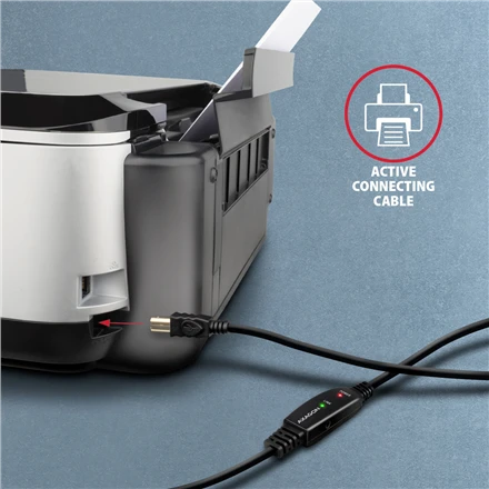 Axagon Active jungtis USB 2.0 A-M > B-M laidas, 20 m ilgio. Maitinimo variantas.