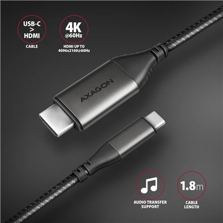 AXAGON | Aktyvus keitiklis | USB-C į HDMI | 1,8 m