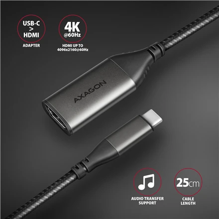 AXAGON | Aktyvus keitiklis | USB-C į HDMI | 0,25 m