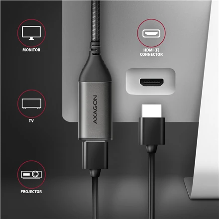 AXAGON | Aktyvus keitiklis | USB-C į HDMI | 0,25 m