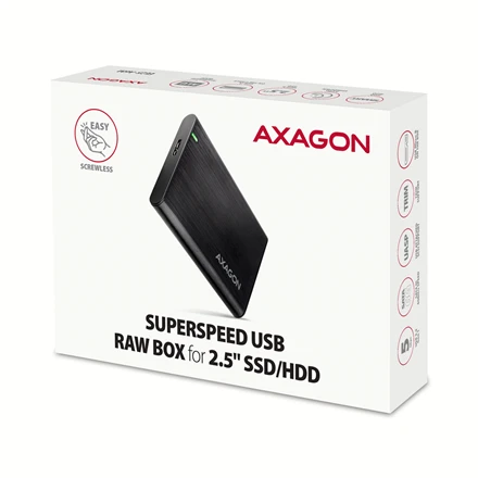 AXAGON Bevaržtinis aliuminio USB 3.2 Gen 1 - SATA 6G išorinė dėžutė, skirta 2,5" SSD / HDD | EE25-A6M