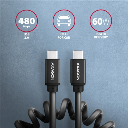 AXAGON | Duomenų ir įkrovimo laidas, 1,1 m | BUCM-CM20TB | USB C tipo į USB C tipo