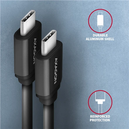 AXAGON | Duomenų ir įkrovimo laidas, 1,1 m | BUCM-CM20TB | USB C tipo į USB C tipo