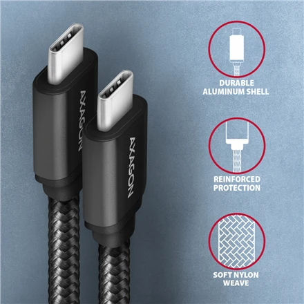 AXAGON | Duomenų ir įkrovimo USB 3.2 Gen 1 laidas, 1,5 m | BUCM3-CM15AB | USB C tipo - USB C tipo