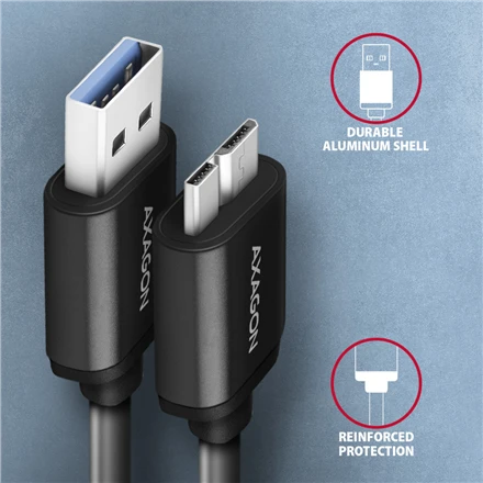 AXAGON | Duomenų ir įkrovimo laidas, 1 m | BUMM3-AM10AB | USB A tipo į USB Micro-B tipo