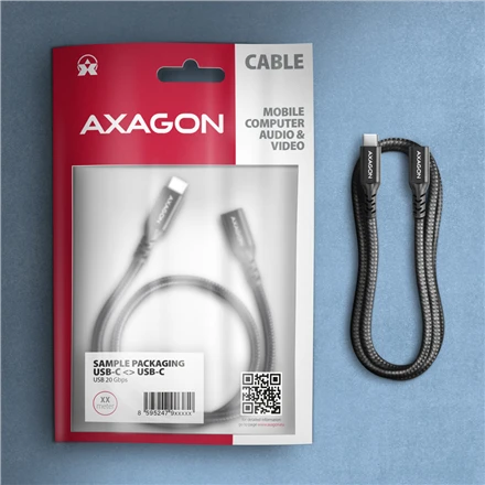 Axagon Extension USB 20Gbps kabelio ilgis 1.5 m. PD 240W, 5A, 8K HD video. Juodas braided.