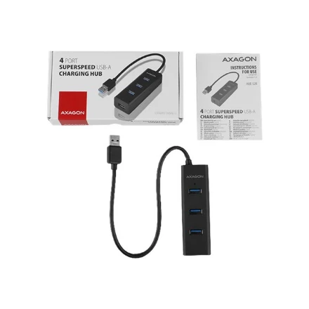 AXAGON HUE-S2B 4x USB3.0 įkrovimo šakotuvas, MicroUSB įkrovimo jungtis